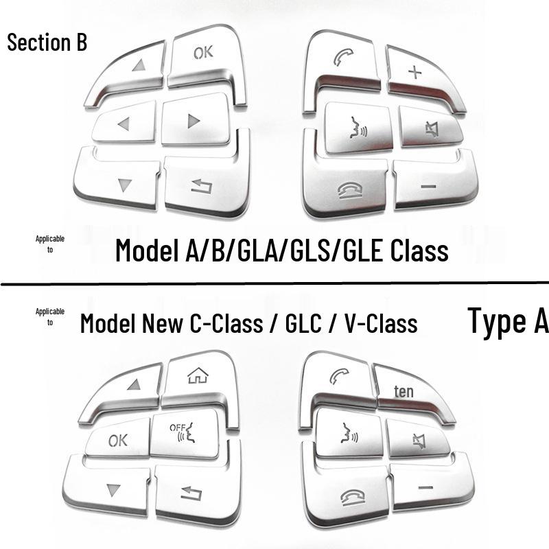 Dekorative Aufkleber für Lenkradtasten von Mercedes C-Klasse & GLC/GLE/GLS/GLA/CLA.