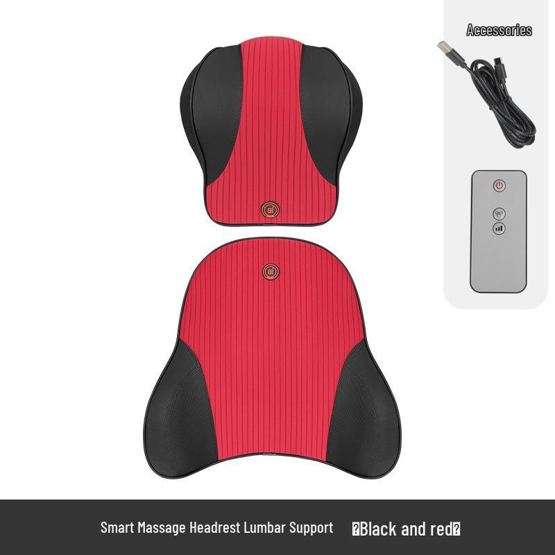 Electric Massage Lumbar Support Pillow - Memory Foam Car Seat Cushion with Remote Control.