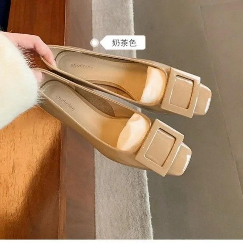 Woman Trend Designer Square Buckle Heels for Women Luxury Brand Pumps Square Toe High Heels Fashion Party Elegant Ladies Shoes