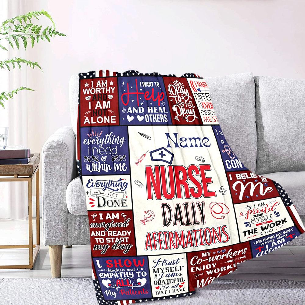 Empowering Nurse Daily Affirmations Cozy Blanket Text Ultrasoft Great For Sofa Couch Office Bed Picnics Four Seasons Universal Versatile Accessory