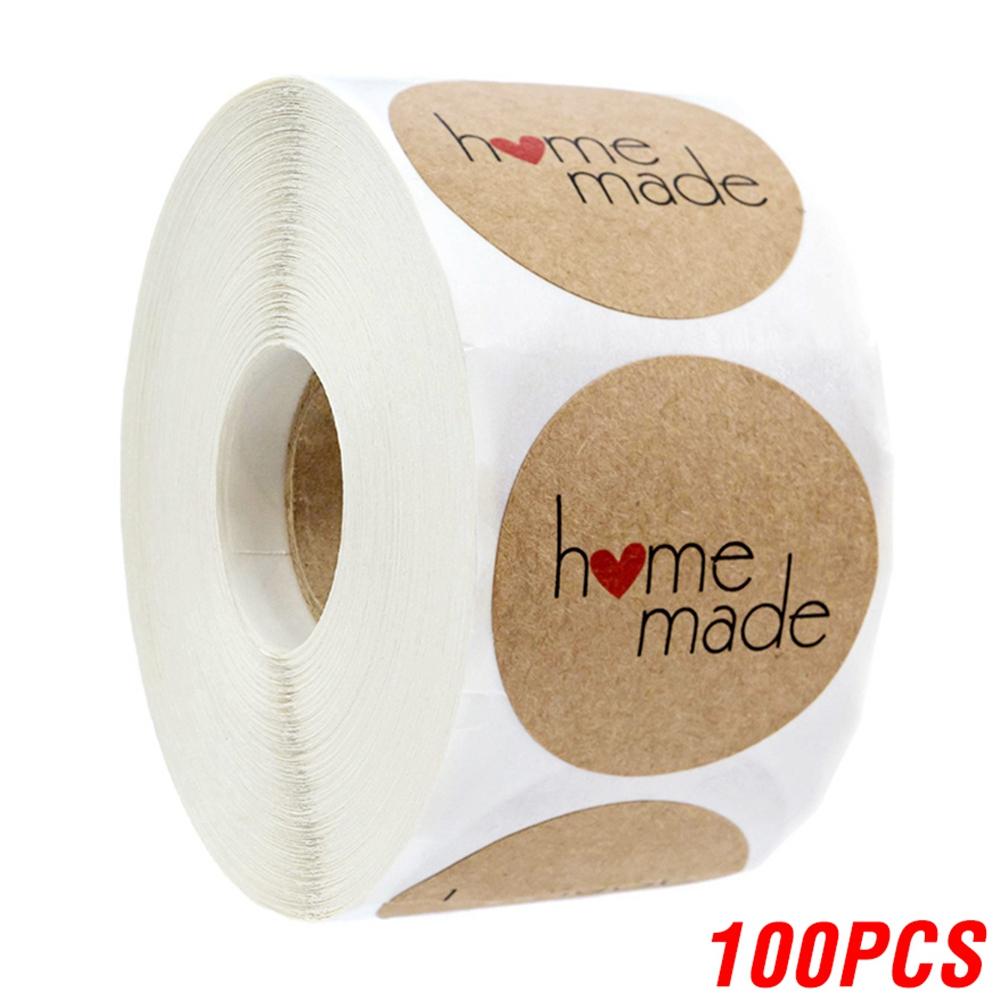 100-500Pcs Vintage Kraft Paper Stickers Scrapbook Gift Stationery Label Stickers Handmade With Love Thank You For The Stickers