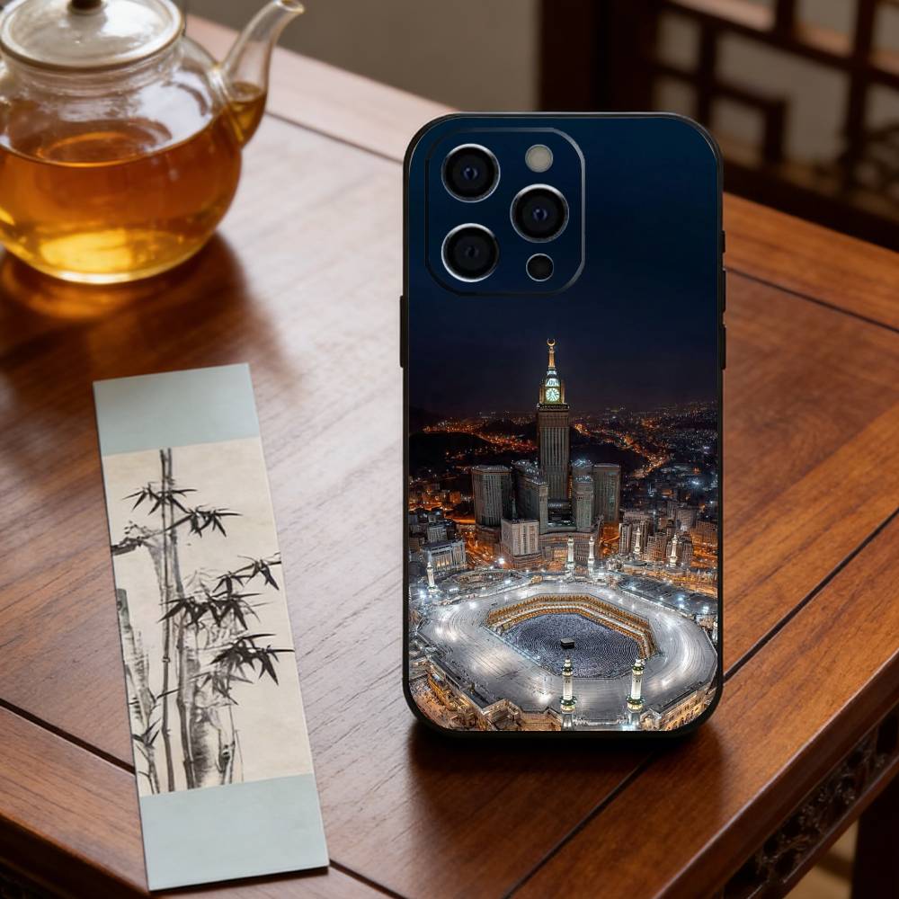

Чехол для телефона на тему Священной Земли Ислама Мекка Для iPhone 17,16,15,14,13,12,11 Plus,Pro Max,XS,Мягкий Силиконовый Черный Чехол iPhone14ProMax