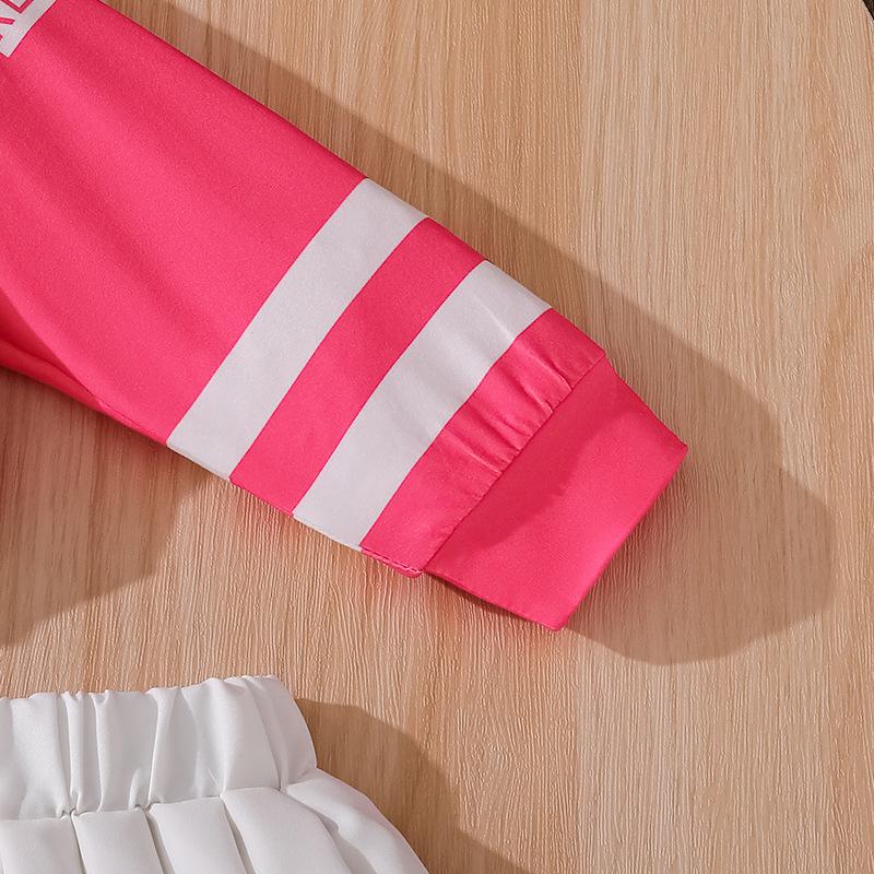 Girls' Suit Children's Wear Autumn New American Style Western-style Alphanumeric Print Long Sleeve Top Half Skirt