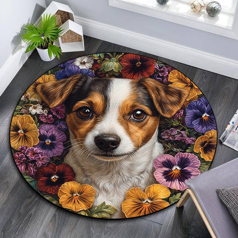 

Jack Russell Round Area Rug,Carpet Rug for Living Room Bedroom Sofa Playroom Decor,Non-slip Floor Mat 80cmx80cm