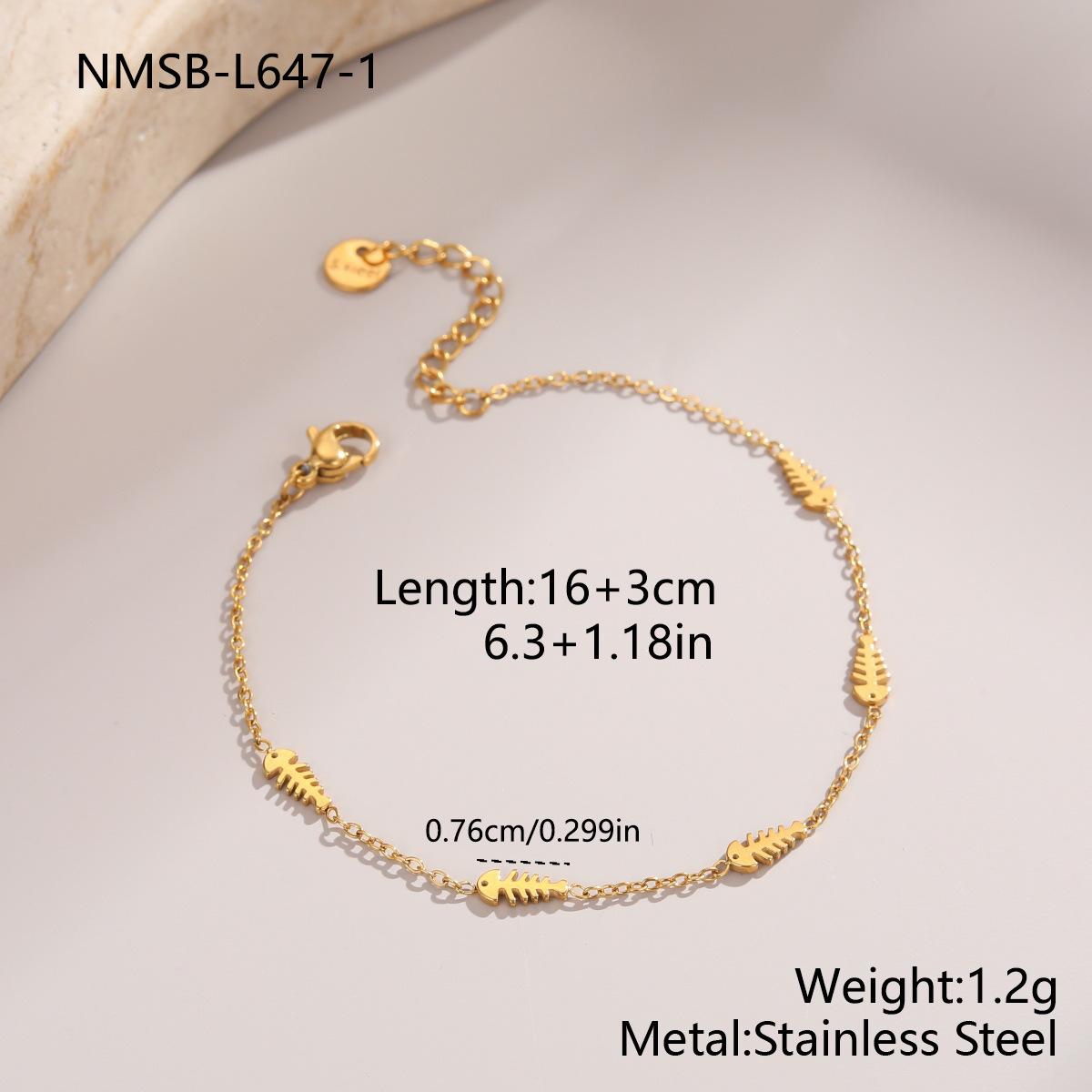 GEMCHIC Women s Stainless Steel Ocean Style Mini Fish Bone Bracelet Starfish Vacation Fashion Jewelry