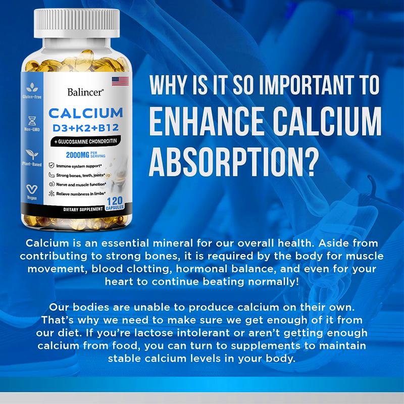 Calcio, Vitamina D3, K2, B12 120 capsule molli