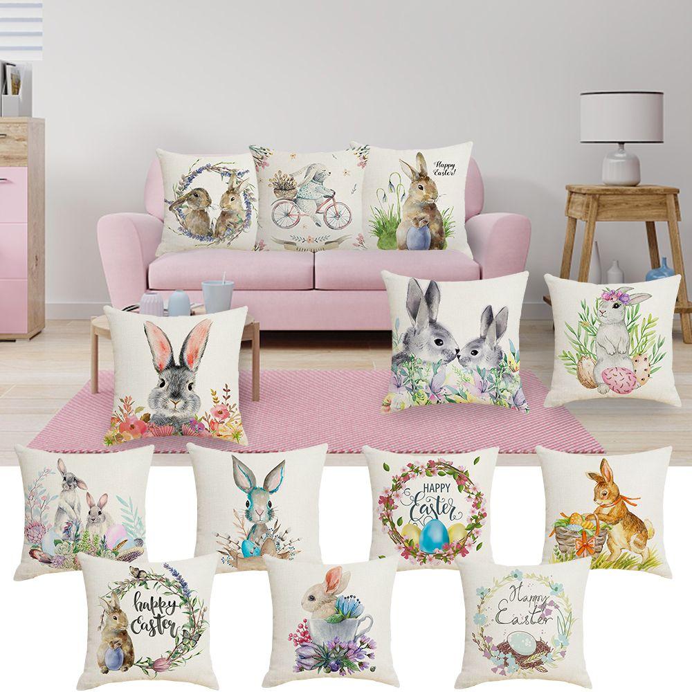 Party Bunny Eggs Sofa Easter Pillowcase Easter Decorations Pillow Case Cushion Cover