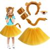 Kinder Jungen Mädchen Tier Löwe Cosplay Kostüme Ohren und Schwanz Stirnband Rock Set Zubehör Halloween Karneval Party Verkleidung