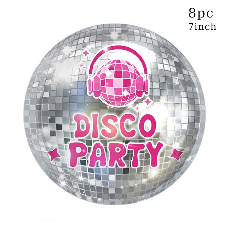 Disco Party Disposable Tableware Pink Cowgirl Hat Disco Silver Ball Plates Cups Napkins Adults Girls Happy Disco Party Supplies