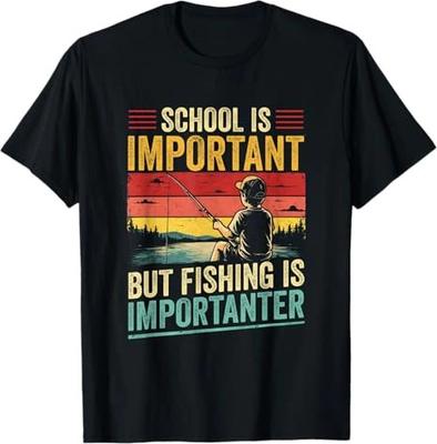 School Is Important Fishing Is Importanter Shirt, Funny Kids Tee