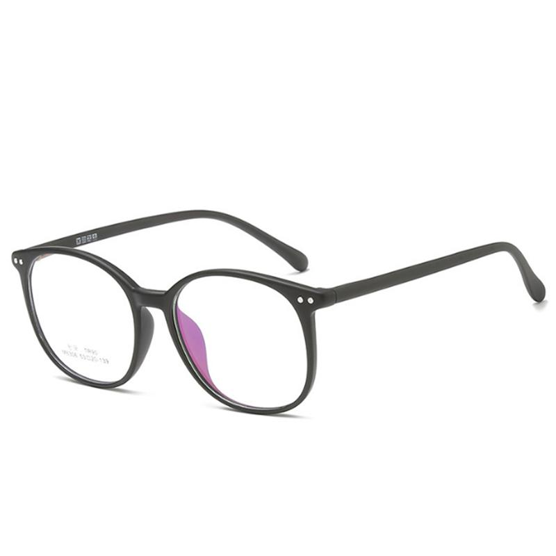 Ultraleichte TR90 Blaulichtblockierende Brille Großes Rundes Gestell für Damen Herren Myopie 0 bis -6 Sehstärken Brillen