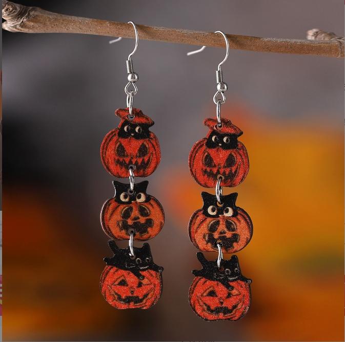 2 STK Halloween Spaß Personalisierte Ohrring-Accessoires Kürbis Geist Totenkopf Ohrring Geeignet für Party- und Feiertagsgeschenke