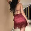 2024 Summer Halter Neck Tassel Skirt & Pants Set: Sexy Backless Design for Women
