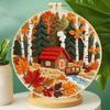 Autumn DIY Stitches Kit with Embroidery Hoop Embroidery Stitches Practice Kit Needlepoint Kit for Beginners Craft Lovers Gift