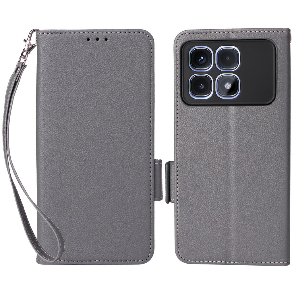 For Xiaomi Redmi K70 Ultra Case with Wrist Strap Litchi Texture PU Leather Wallet Phone Cover