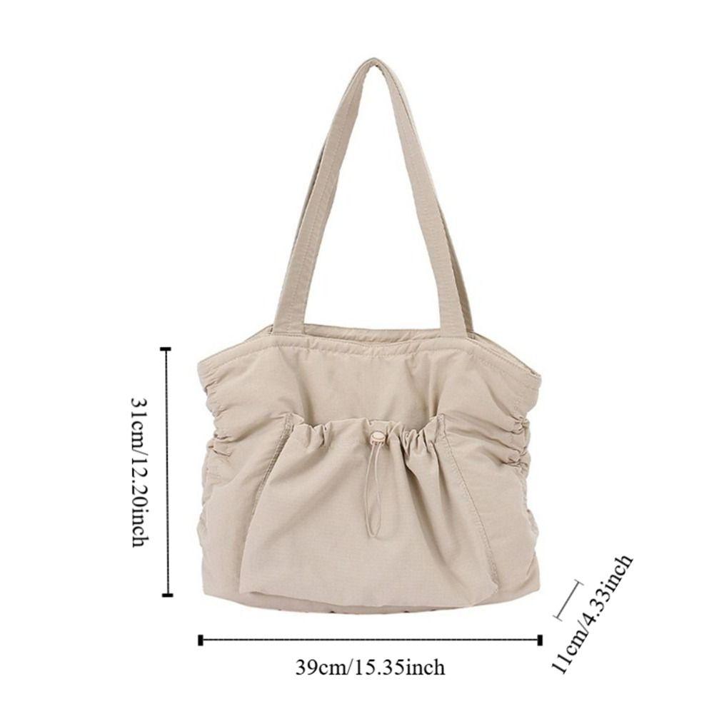 Korean Drawstring Tote Bag Large Capacity Work Handbag Trendy Wrinkled Shoulder Bag  Daily