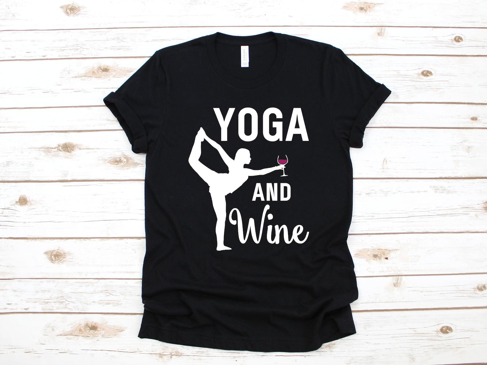 Yoga and Wine T-Shirt, Funny Yoga Shirt, Tank Top, Cute Yoga T-shirt, T-shirt,T-shirt S