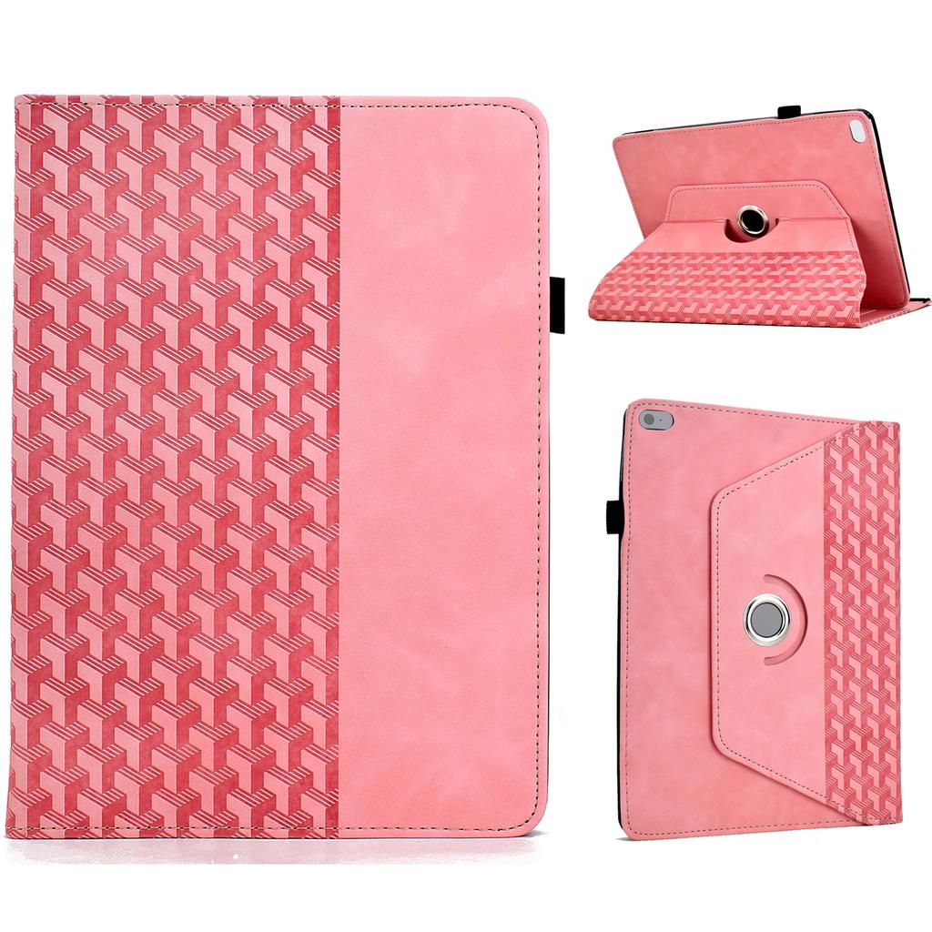 Tablet Case For iPad 9.7-inch (2018)/(2017)/Air 2/Air (2013) Rotating Stand Building Block Imprinted Leather Cover
