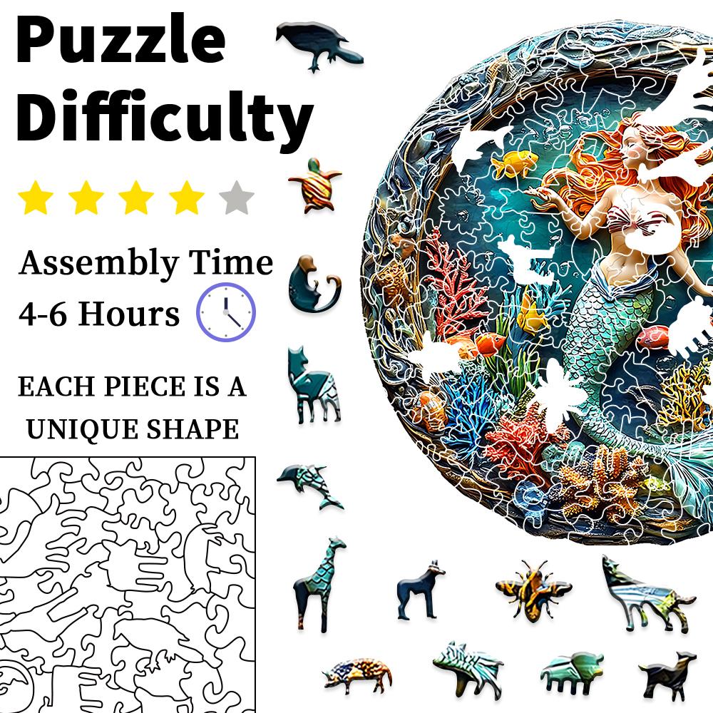KAAYEE 3D Visual Mermaid Wooden Jigsaw Puzzle for Adults | 200-Piece Laser-Cut Wood Puzzle | Unique 3D Effect Artwork | Premium