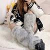 Long Tube Women Fur Leg Warmers Thickened Fur Knee Cover Gothic Punk Fur Leg Warm Socks  Women