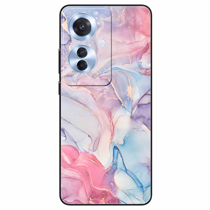 Phone Cover for OPPO Reno11 F 5G Case Black Silicone TPU Fashion Marble Print Shells for Oppo Reno 11F Protective Capa Soft Bags