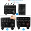 Boat Switch Panel Car Switch Panel Waterproof Digital Voltmeter Dual USB Port 12V Outlet Combination Marine LED Rocker 5 Gang