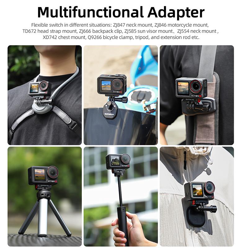 Magnetic Adapter Mount For DJI Osmo Action 5 Pro/4 3 2/360/Camera Quick Release Base 1/4 Thread Port For DJI Action 5 4 3