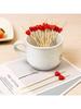 100pcs Red Heart Cocktail Picks 4.7" Long Fruit Sticks Food Toothpicks Sandwich Appetizer Charcuterie Skewers, Handmad
