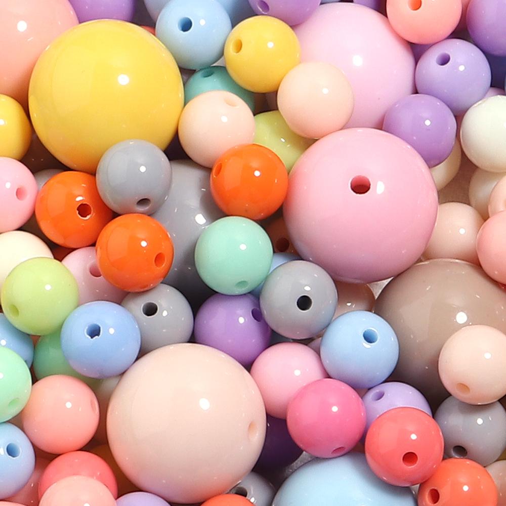 6/8/10/12/14/16/18/20mm Candy Colorful Spacer Beads Round Loose Acrylic Beads For DIY Bracelet Necklace Jewelry Making Wholesale