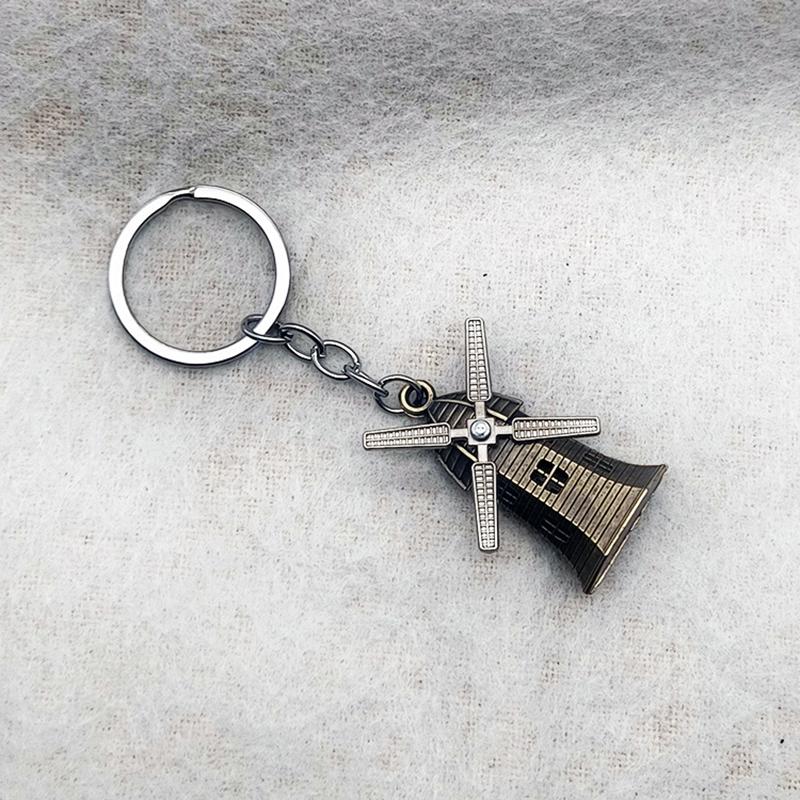 

Винтажный металлический брелок в виде голландской мельницы, автомобильные украшения, подвеска в виде аксессуаров, креативное моделирование, брелок в виде мельницы, подарочные украшения бронзовый