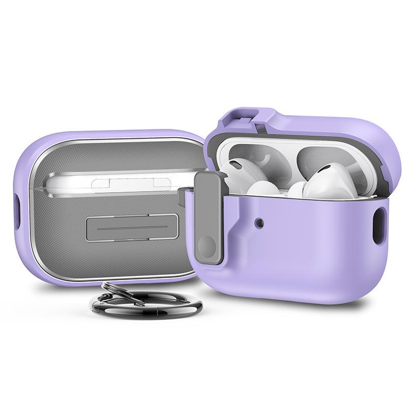 Wireless Earphones Protection Case For Apple AirPods 4 3 Pro 2 1 With Safety Lock Buckle Shockproof Shell Headphone Accessories