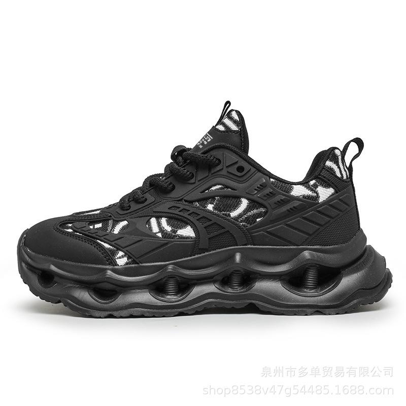 High-quality new four-season breathable sports casual running shoes shock-absorbing and heightening dad shoes 39 чёрный