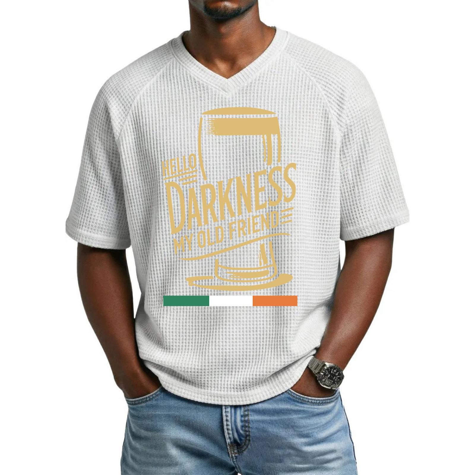 

Men s stylish casual loose flag letter print shirt Men s breathable V-neck short-sleeved shirt XL білий