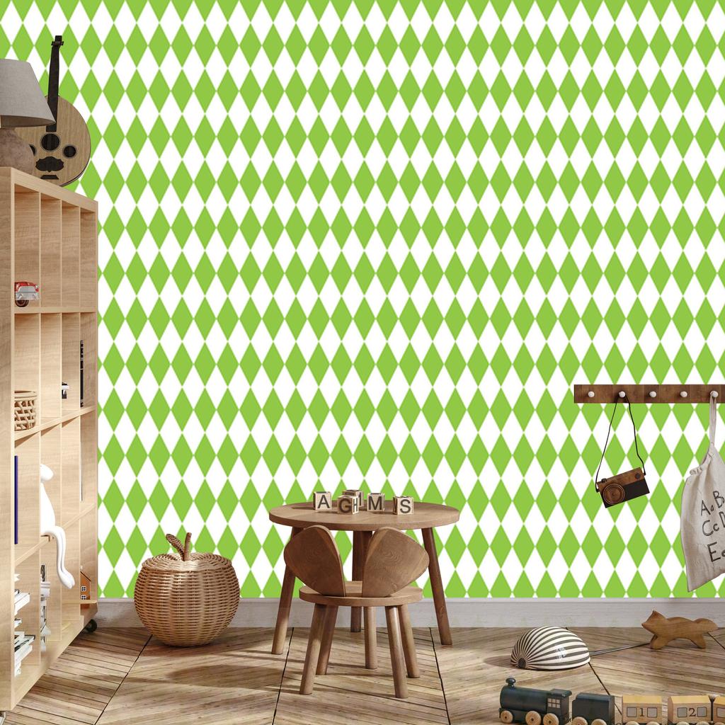Harlequin Diamonds Wallpaper Lime and White for Living Room and Bedroom 50x1000