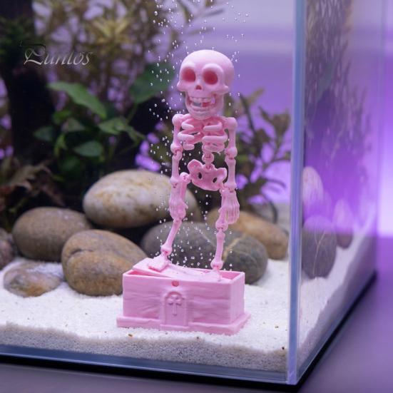 Decorazione Acquario Gamberetti Scheletro Danzante Aeratore Acquario, Ornamento Dinamico Alimentato ad Aria, Divertente Aeratore Decorazione con Giunto Flessibile con Tubo da 1m e Ventosa