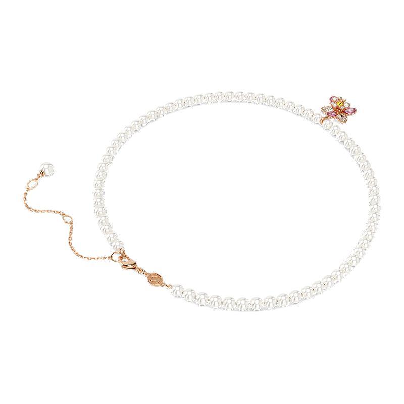 Swarovski Idyllia Flower-embellished Crystal Necklace for Men and Women, Couple Version, Pink 5725739