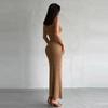 French Style Knitted High Collar Sleeveless Slim Fit Midi Dress Elegant Spring Summer New Arrival Women's Fashion Dress