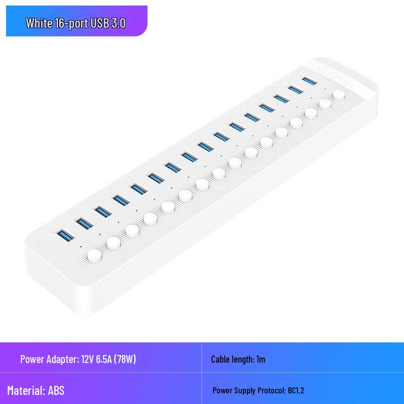 ORICO USB 3.0 Expansion Hub with Independent Power Switch, Available in 7, 10, 13, or 16 Ports.