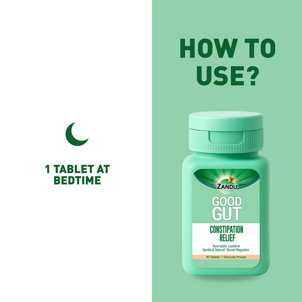 Zandu Good Gut Verstopfungslinderung Tabletten 30 Tabletten Ayurvedischer Natürlicher Darmregulator