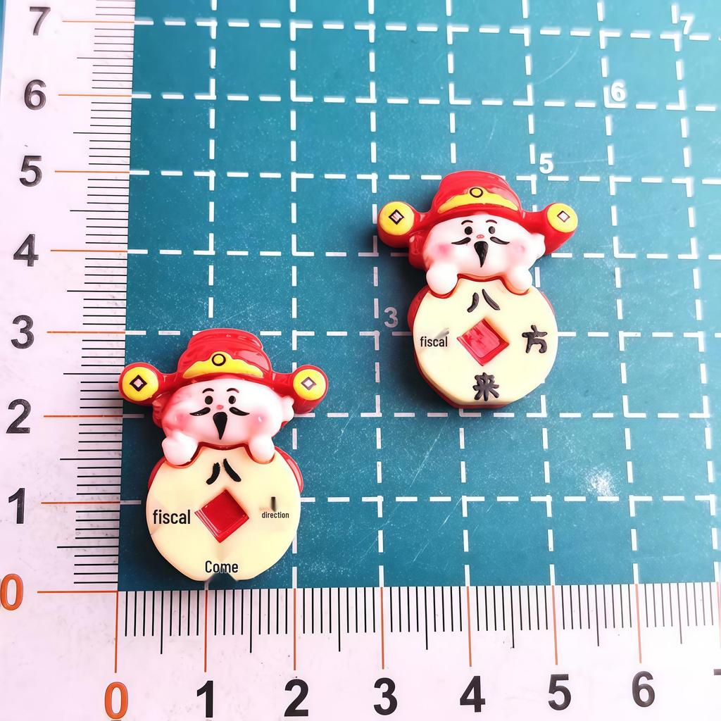 New Year Spring Festival Resin Patches: God of Wealth Ornaments for DIY Jewelry, Car Décor, and Phone Case Keychains