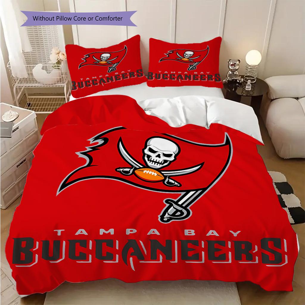 Tampa Bay Buccaneers Pattern Bedding Quilt Set Quilt Cover Pillowcase Home Decoration Birthday Gift (1 * Duvet Cover + 2 * Pillowcase, Without Core)