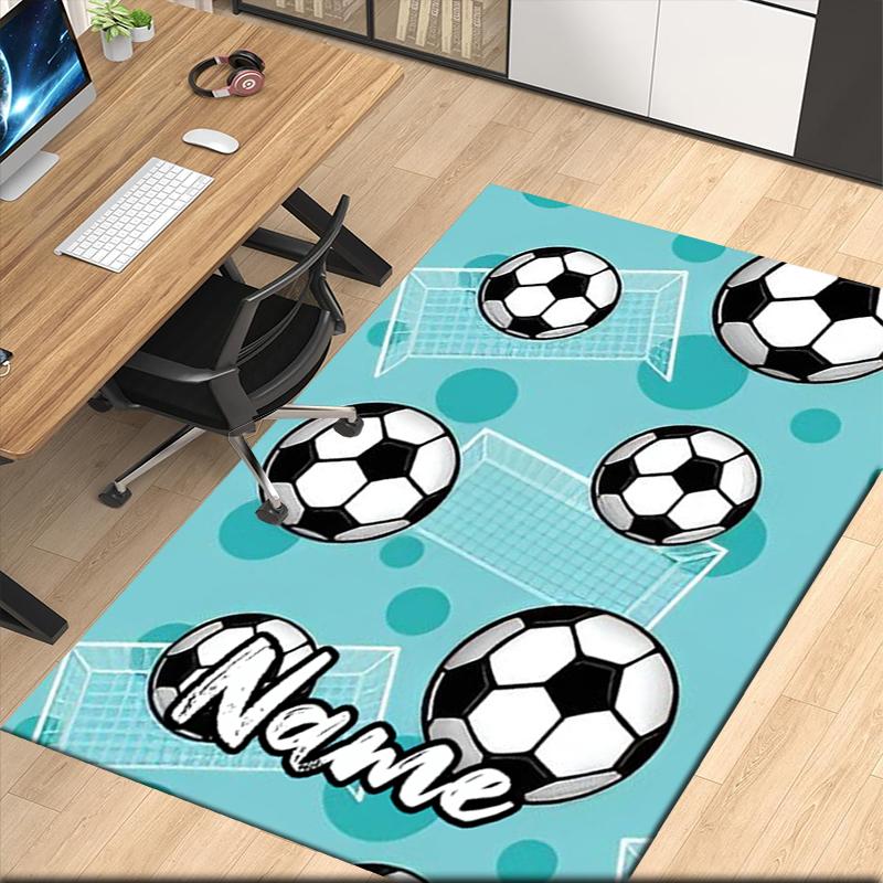 Custom Name Soccer Printed Carpet, for Office Chair Living Room Bedroom Kitchen Room Decor Gifts.