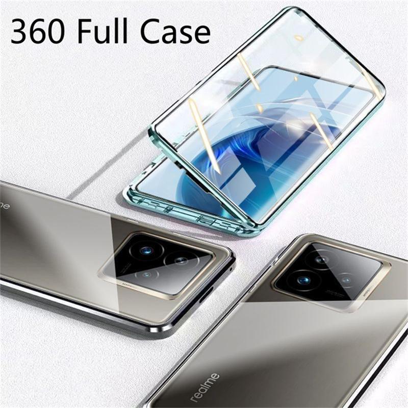 Coque Intégrale 360 Pour Realme GT 6 6T GT6 T Neo 6 SE 5G Double Face Adsorption Magnétique Métal Verre Trempé Housse de Protection pour Téléphone