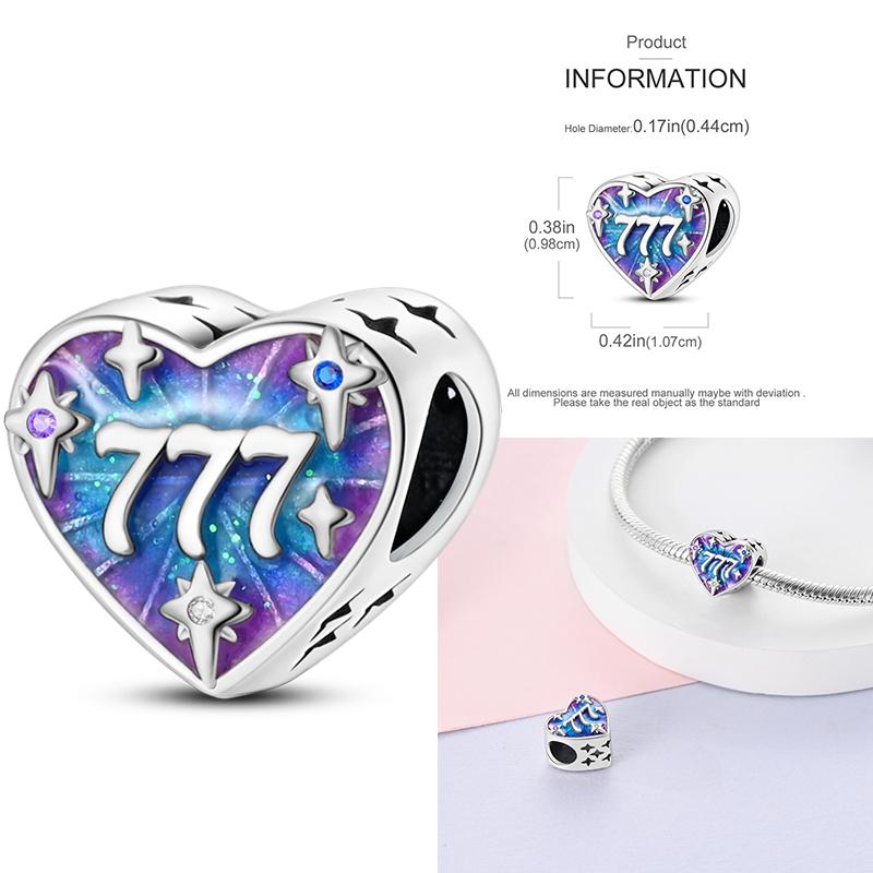 Copper Alarm Clock Starry Sky Pendant Heart-Shaped Charms Beaded Fit Original Bracelet Jewelry Women Diy