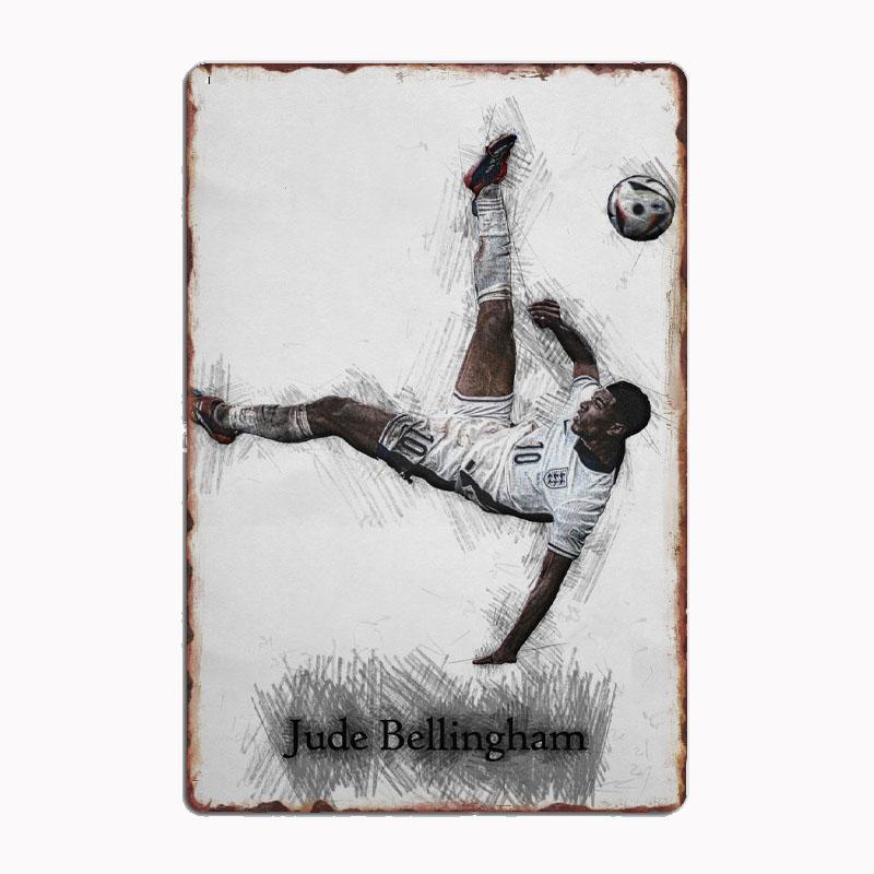 Jude Bellingham Football Sport Player Posters Metal Print Sign Poster Garage Room Cinema Living Custom Tin Vintage Home Decor