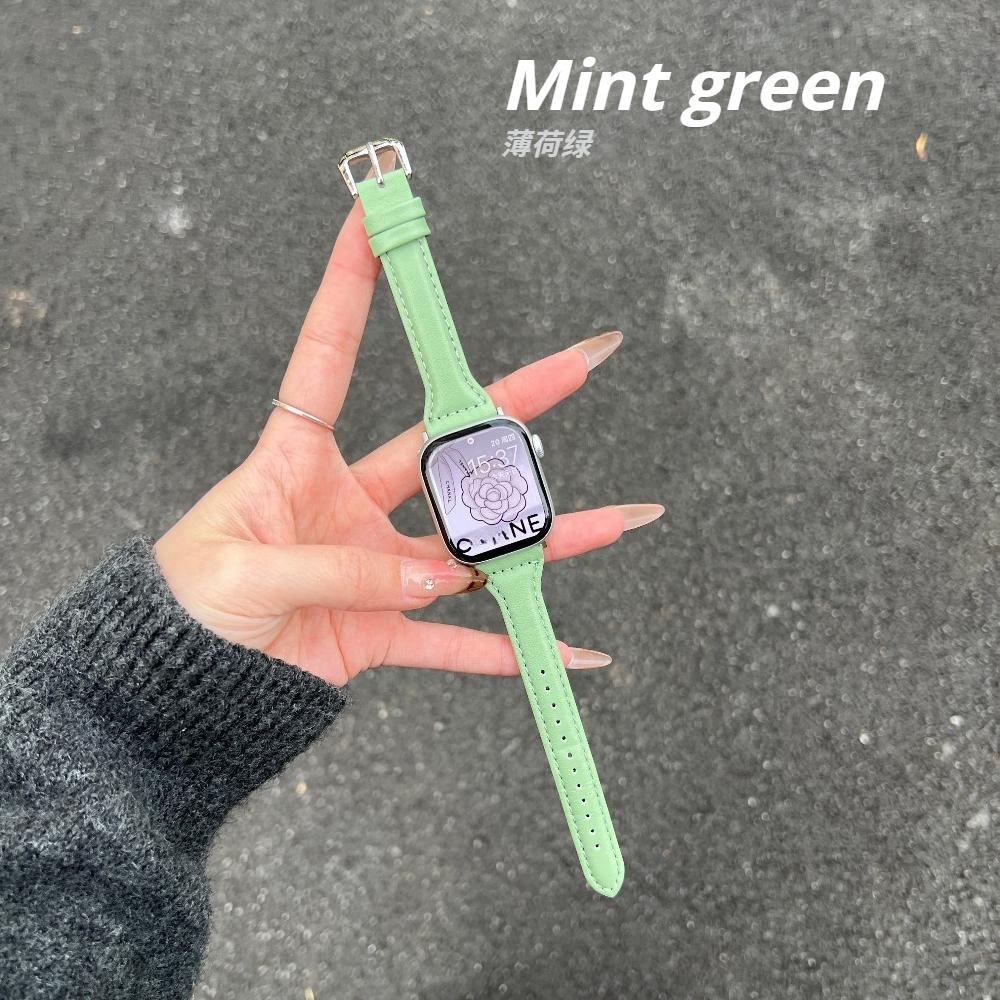 Slim Leather Strap For Apple Watch Series 11 46mm Band 42mm 49mm 44mm 40mm 41mm 45mm 38mm 45mm IWatch Ultra 2/3 S10 9 8 7 SE 6 5 4 3 2 Woman Bracelet