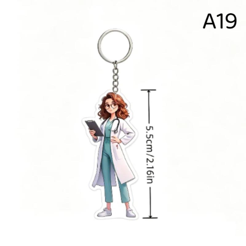 1 Stück Süßer Figuren Schlüsselanhänger 2D Flach Acryl Cartoon Arzt Krankenschwester Schlüsselanhänger Rucksack Hängeanhänger Für Medizinisches Personal Paar