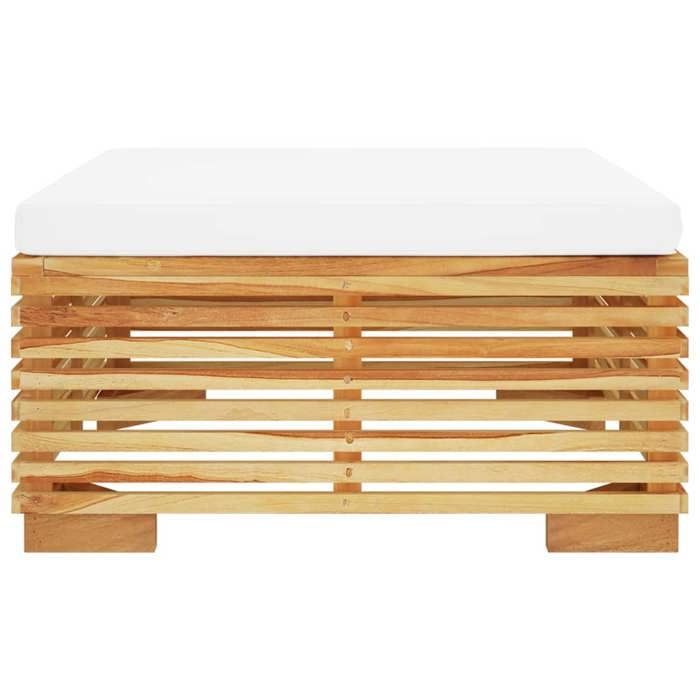 VidaXL Repose-pied de Jardin avec Coussin, Tabouret, Siège, Pouf, Meuble de Terrasse Patio Balcon Extérieur, Crème Bois de 319158