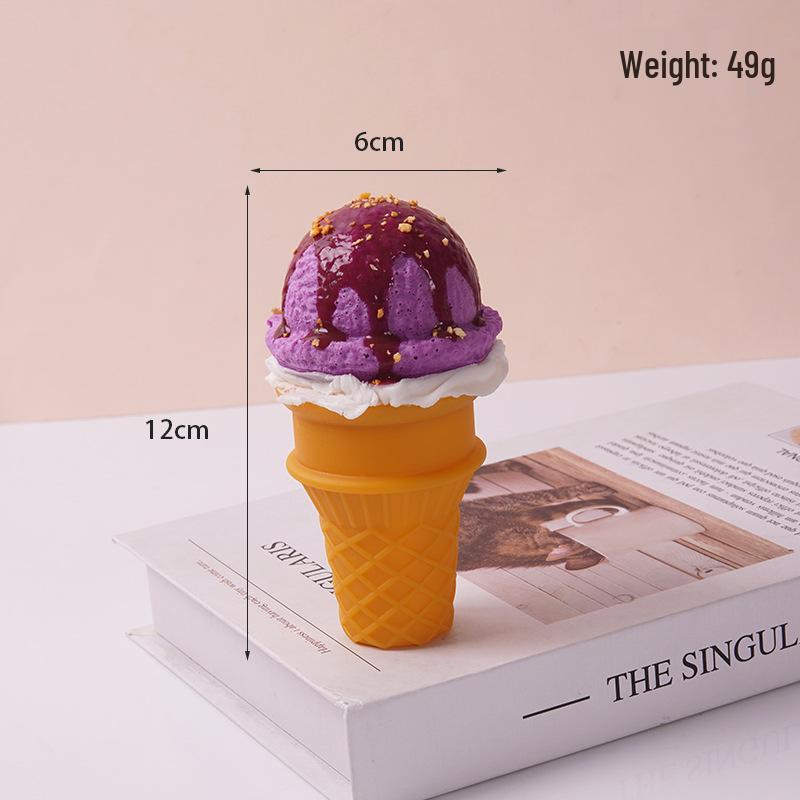 

PU Ice Cream Cone Model Squeeze Toy - Dessert Night Market Decoration 12cm High