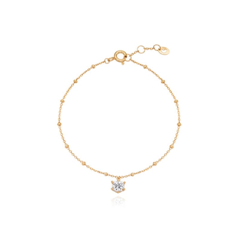 Tirr Lirr Ball Chain Round Cubic Silver Yellow Bracelet TBSSVG10672M